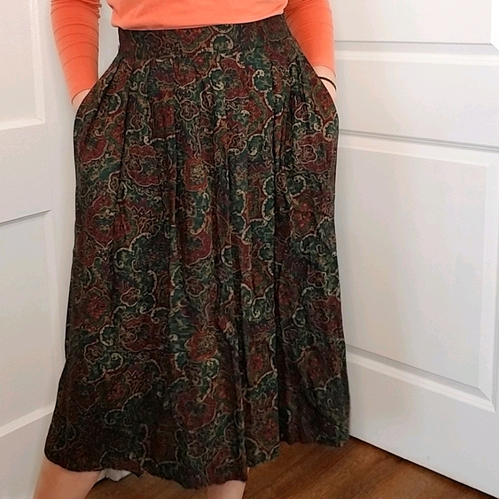 Vintage Plus Size Paisley Midi Skirt Size 1X